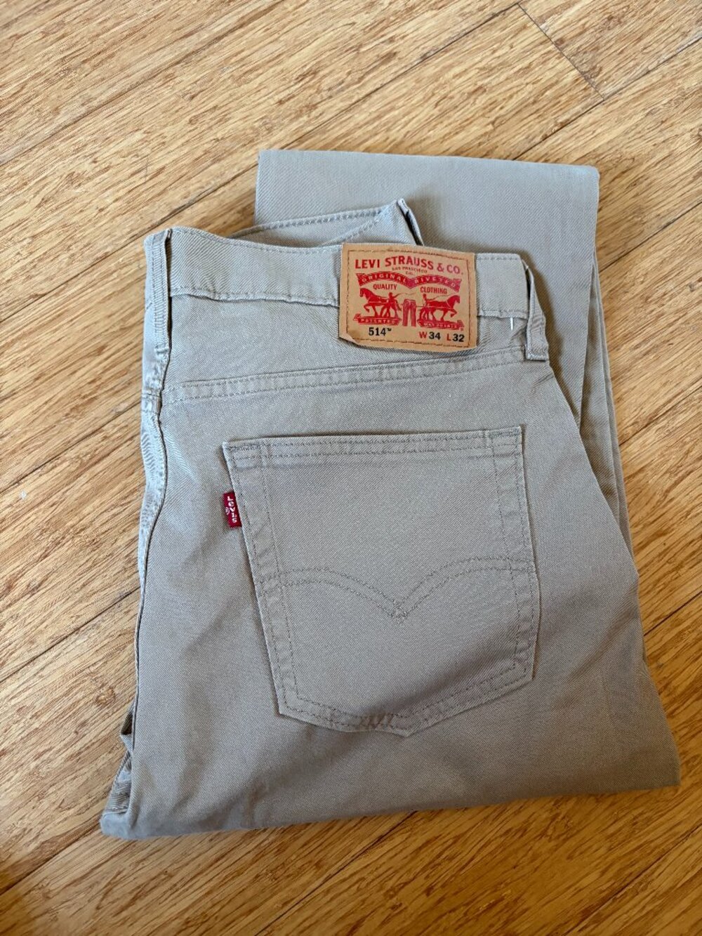Levis 514 Straight Leg Beige Jeans Mens 34 x 32